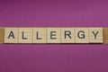 Word allergy made from wooden letters