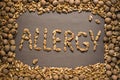 The word allergy is written from the walnuts