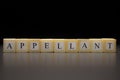 The word APPELLANT written on wooden cubes isolated on a black background