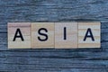 Word asia made from wooden gray letters Royalty Free Stock Photo