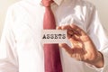 Word Assets on paper in businessman hand Financial accounting. Money concept Royalty Free Stock Photo