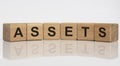 Word Assets on wooden cube blocks. Financial accounting. Money concept Royalty Free Stock Photo