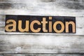 Auction Letterpress Word on Wooden Background Royalty Free Stock Photo