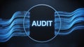Audit text inside a glowing circle with binary code streams on a dark background finance Royalty Free Stock Photo