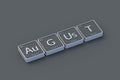 Word august in periodic table of elements style on metallic buttons Royalty Free Stock Photo