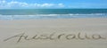 The word Australia written in sand Royalty Free Stock Photo