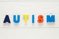 Word Autism built of colorful wooden blocks on wooden background Royalty Free Stock Photo