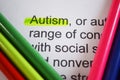 Word AUTISM , close up Royalty Free Stock Photo