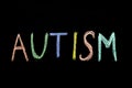 Word `autism` drawn on blackboard Royalty Free Stock Photo