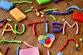 Word autism made from modelling clay Royalty Free Stock Photo