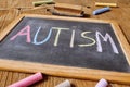 Word autism written in a chalkboard