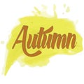 Word of autumn on watercolor paint