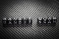Word Bandit Scam of black cubes on a gray. Royalty Free Stock Photo