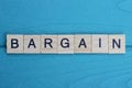 word bargain made from wooden gray letters Royalty Free Stock Photo
