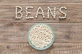 Word beans written with white beans Royalty Free Stock Photo