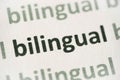Word bilingual printed on paper macro Royalty Free Stock Photo