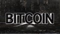 The word Bitcoin on distressed textured room background. 3D illustration