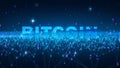 Word bitcoin Fintech technology and Blockchain network concept , Distributed ledger technology, Distributed connection Royalty Free Stock Photo