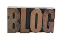 The word 'BLOG' in wood letter