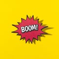 Word boom retro comic speech bubble yellow background