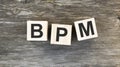 Word BPM made with wood building blocks