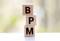 Word BPM made with wood building blocks,stock image