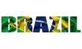 The word Brazil in the colors of the waving Brazilian flag. Country name on isolated background. image - illustration