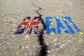 The word Brexit on asphalt divided by a crack