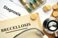 Word Brucellosis on a paper and pills Royalty Free Stock Photo