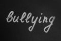Word Bullying written on paper, top view Royalty Free Stock Photo