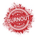 The word burnout sign in a round red stamp