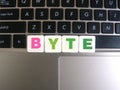 Word Byte on keyboard background