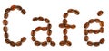 A word Cafe written with coffee beans Royalty Free Stock Photo