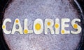 The word calories from fried egg Royalty Free Stock Photo