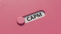 Word capm on slide switch spelling with copy space. Royalty Free Stock Photo