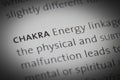 The word Chakra close up on paper Royalty Free Stock Photo