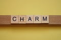 Word charm made from wooden letters