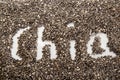 The word chia written with seed