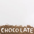 word chocolate chocolate crumbs. High quality photo Royalty Free Stock Photo