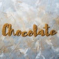 The word chocolate is written in cocoa Royalty Free Stock Photo