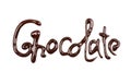 The word Chocolate written by chocolate on white