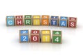 The word Christmas 2014 in wooden toy blocks