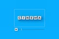 Word cinema on cubes. Film collection. Video player. Online movie concept