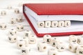 Word Civil written in wooden blocks in notebook on white wooden Royalty Free Stock Photo