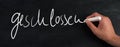 The word close is standing on a blackboard, handwritten with white chalk