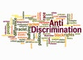 Word Cloud with ANTI DISCRIMINATION concept, isolated on a white background