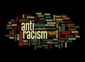 Word Cloud with ANTI RACISM concept, isolated on a black background Royalty Free Stock Photo