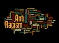Word Cloud with ANTI RACISM concept, isolated on a black background Royalty Free Stock Photo