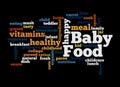 Word Cloud with BABY FOOD concept, isolated on a black background Royalty Free Stock Photo