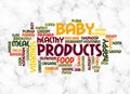 Word Cloud with BABY PRODUCTS concept create with text only Royalty Free Stock Photo